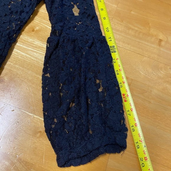 Forever 21 Black Lace Dress Overlay with cross-stitch red rose design - Picture 8 of 16